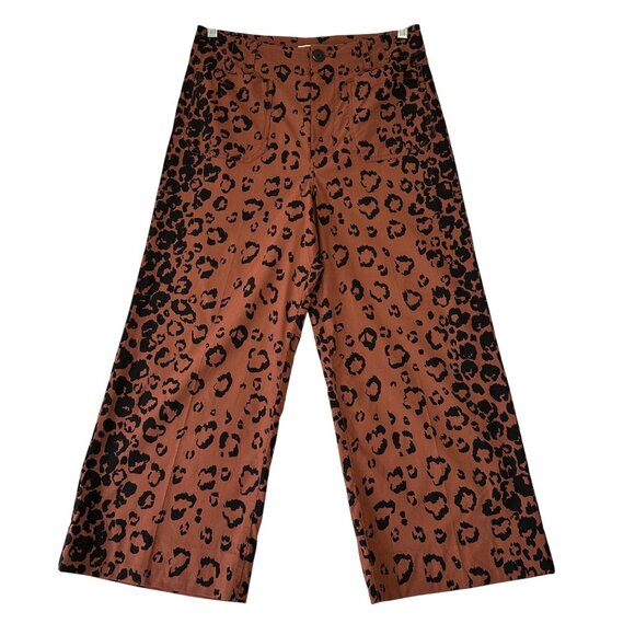 Maeve Pants - Maeve Anthropologie The Colette Wide Leg Crop Pants Size 30 Cheetah Print